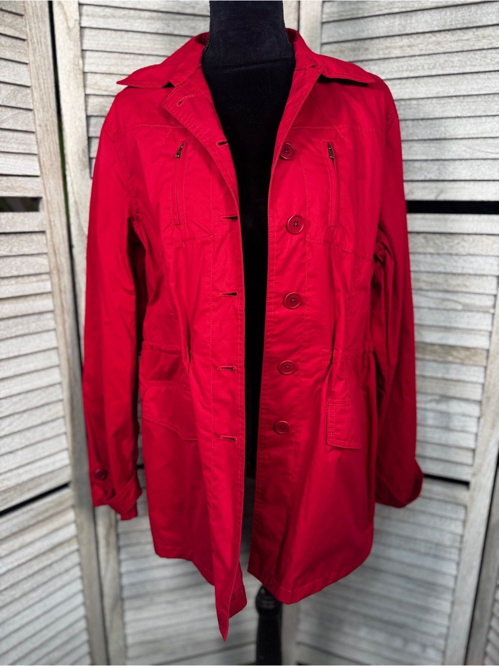 Façonnable Red Cotton Water Resistant Utility Jacket L NWT